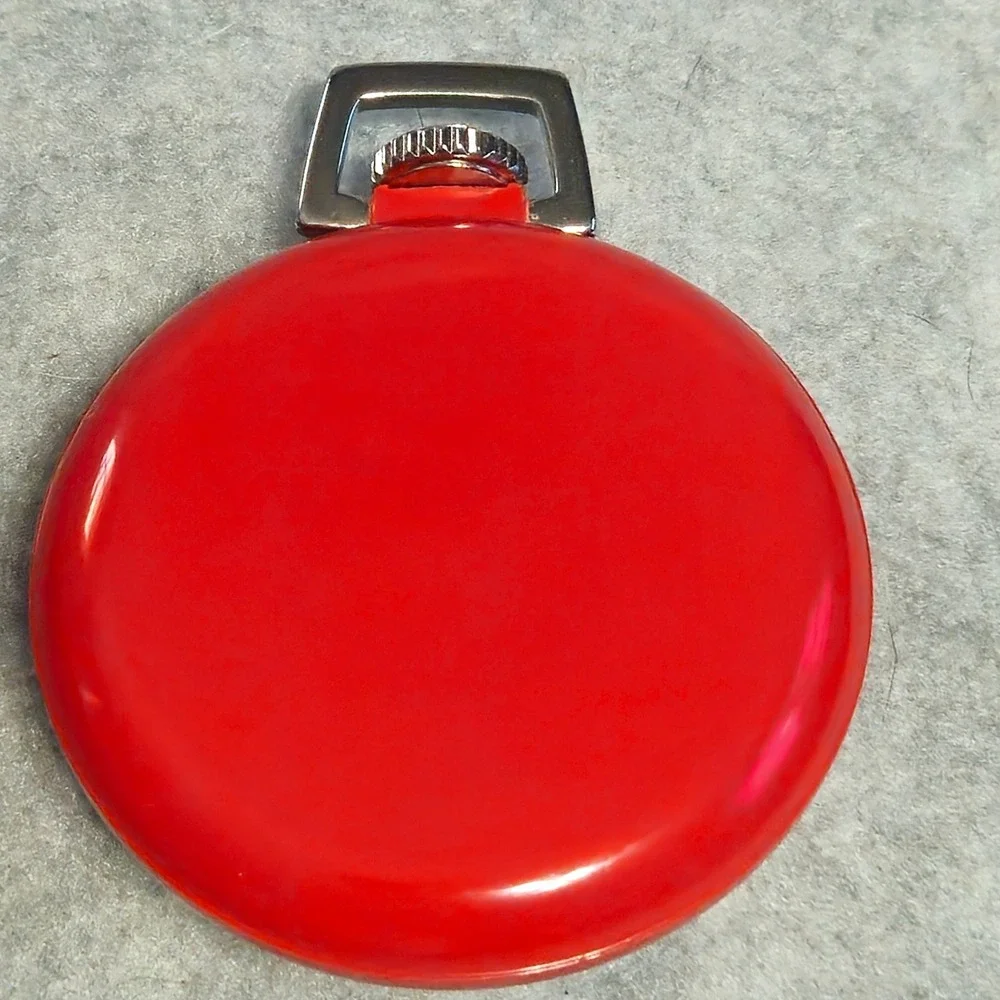 BRADLEY Mickey Mouse Pocket Watch Vintage 1970s Red Original Box Parts Repair